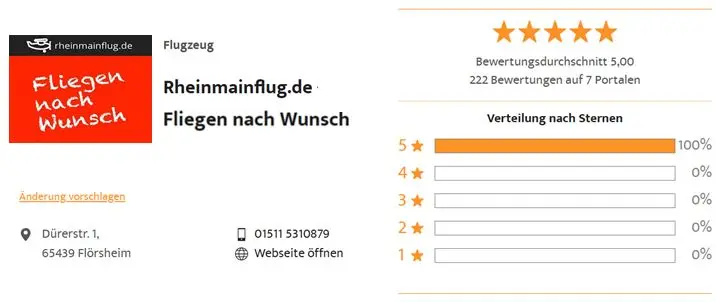 Bewertungsübersicht von Rheinmainflug
